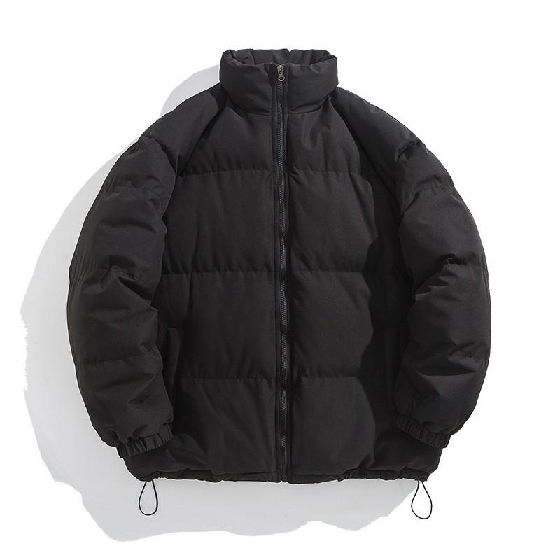 Mens Winter Thick Puffer Jacket Loose Streetwear Casual Warm Coat Solid Color