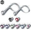 1 Stück G23 Titan Kristall Nasenschraube Stecker Ring Zirkon Ohr Helix Piercing Mischfarbe Nasenring Krappen CZ Nasenschmuck
