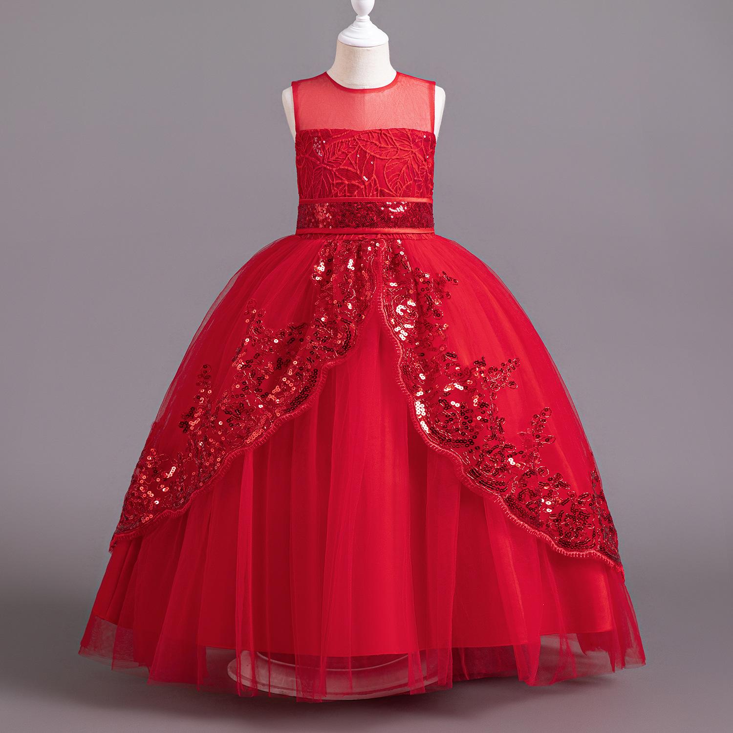 

Элегантное платье для девочек-цветочниц, свадебное платье с аппликациями из пайеток, кружевное платье для подружек невесты, банкетное платье для первого причастия, длинное платье для девочек-подростков 110cm