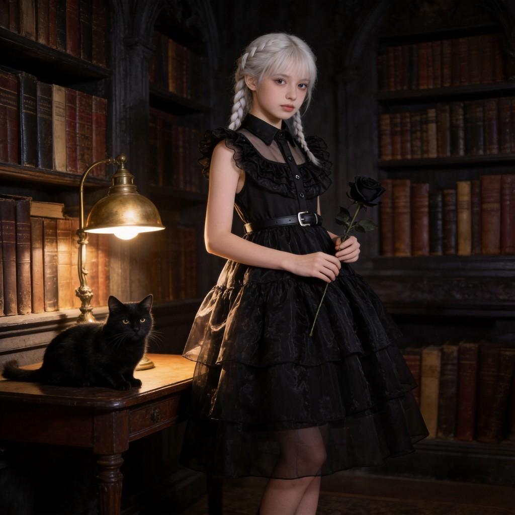 Mittwoch Addams Vintage Spitze Gothic Maxikleid für Mädchen 3 bis 8 Jahre