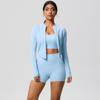 High Waisted Brushed Tight Pocket Yoga Suit, Cloud Sensing Quick Drying Exercise Three Piece Set, Outdoor Leisure Running Fitness Set, Women'S