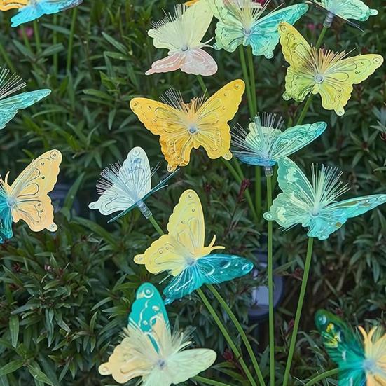 Solar Butterfly Lawn Light Fiber Optic Butterfly Garden Light Solar Powered Waterproof Outdoor Light
