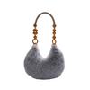 Autumn and Winter New Wooden Bead Portable Plush Shoulder Bag Handbag Texture Fashion Bag Female Sweet Cute Armpit Bag