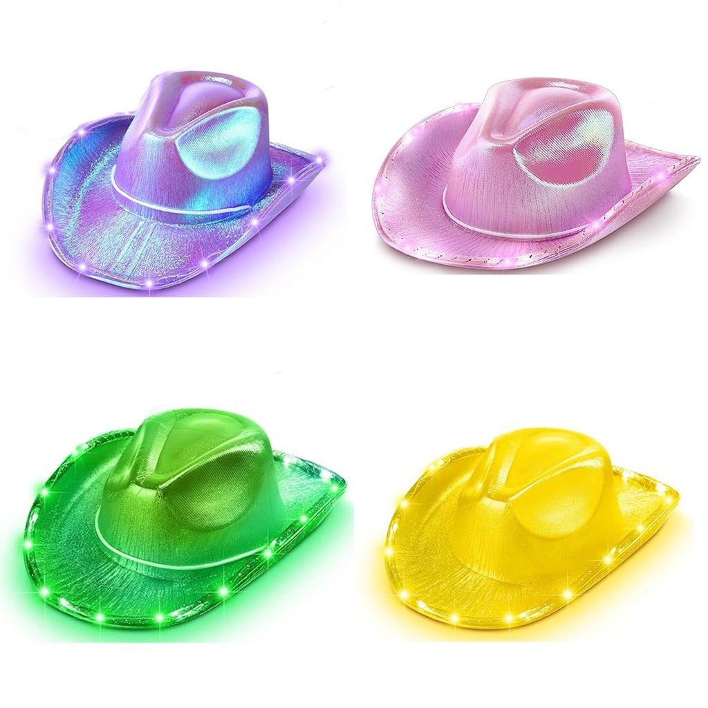 Halloween Party Colorful Led Hat With Eva Cowboy Style For Cosplay Events