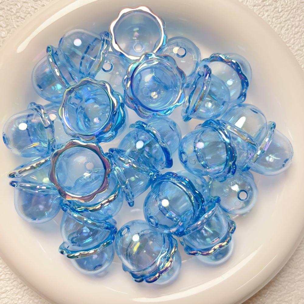 10pcs DIY Flower Bead Caps Transparent Keychain Pendant New Petal Charms Beads  Earring Jewelry