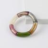Retro Acrylic Chunky Bamboo Curved Tube Bracelets for Women Boho Mixed Color Resin Stretchy Stack Bangles Trendy Jewelry Gifts