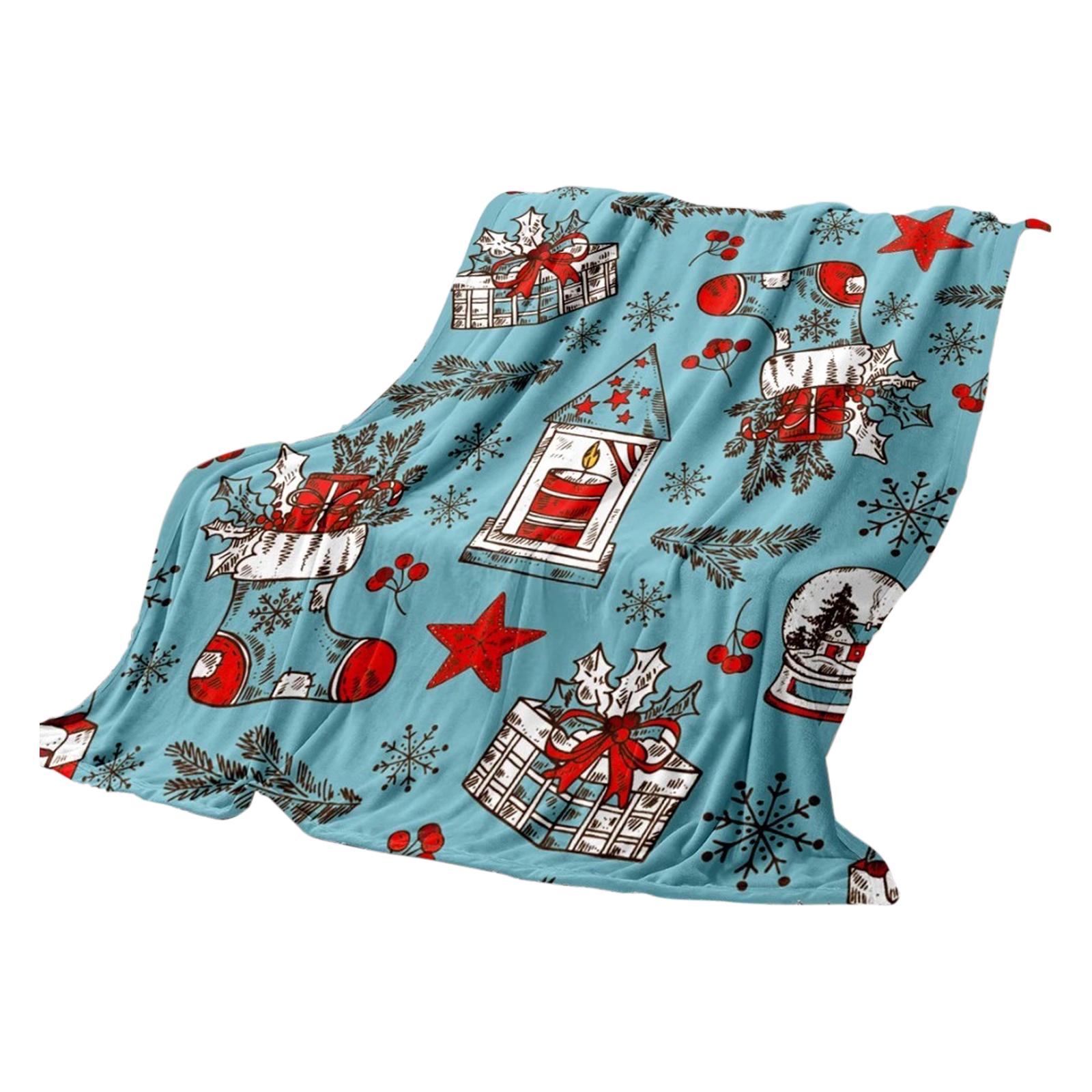 

100*150cm Christmas Flannel Printed Blanket Holiday Gift One Size