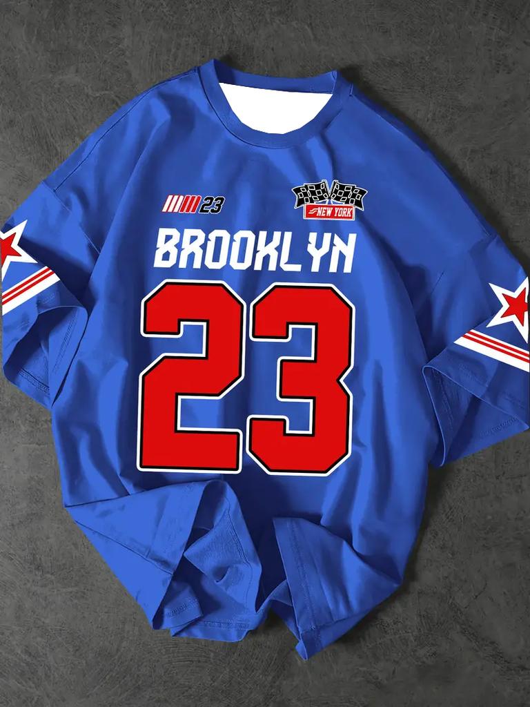 Męska koszulka sportowa Brooklyn 23 nadruk krótki rękaw T-shirt letni graficzny T-shirty plus size damska koszulka sportowa topy