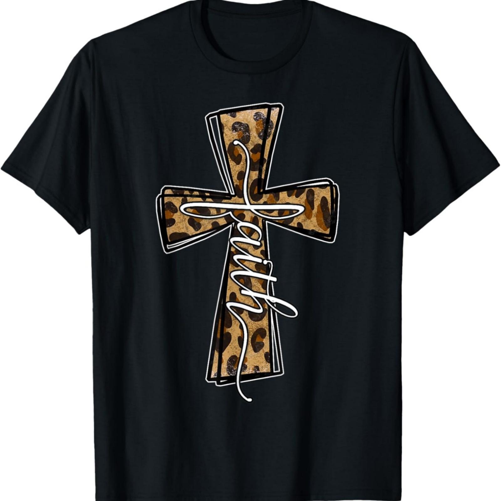 Love In Faith Tees For Christian Leopard Cross Cheetah Print T-Shirt XXXXXL разноцветный