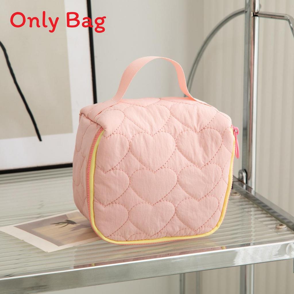 Cute Heart Pattern Makeup Bag With Breathable Polyester For Travel And Home Use