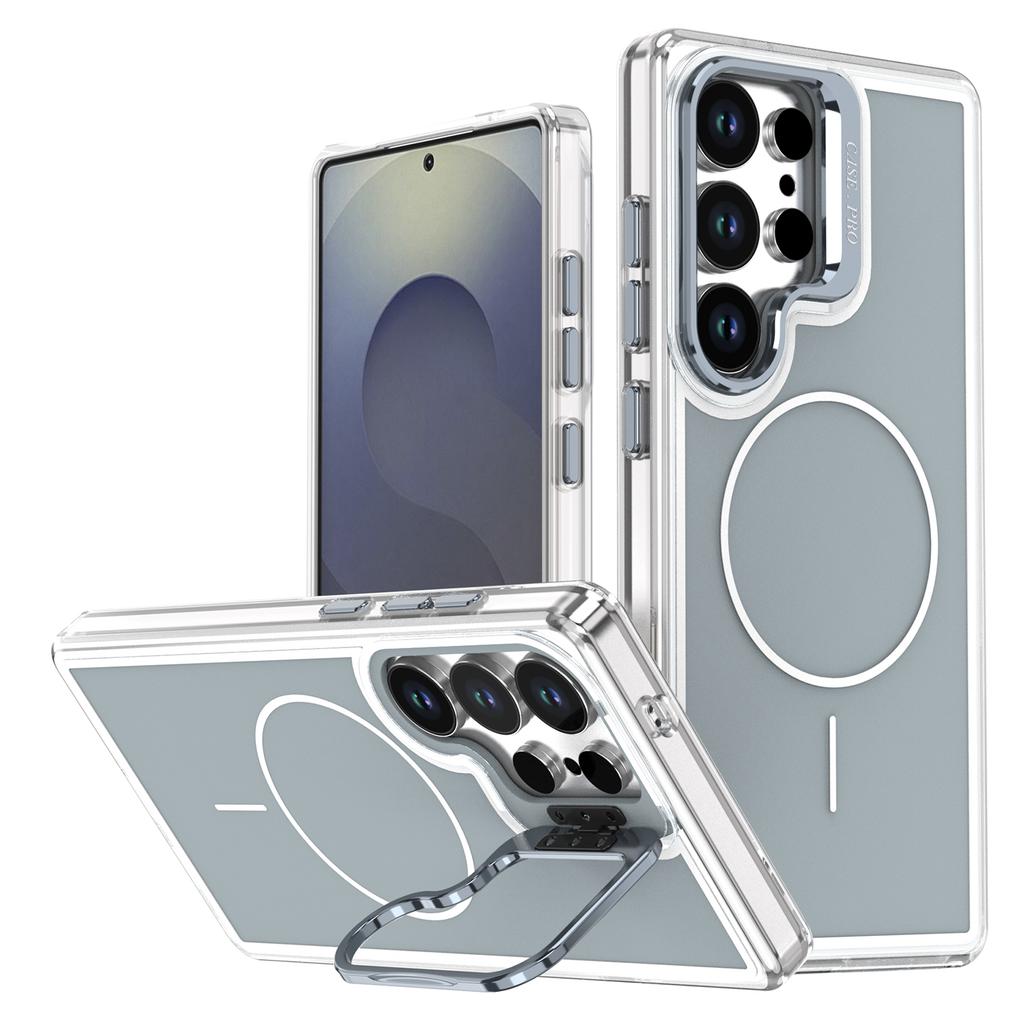 For Samsung Galaxy S26 Ultra Magnetic Case Matching Color Lens Kickstand TPU PC Phone Cover