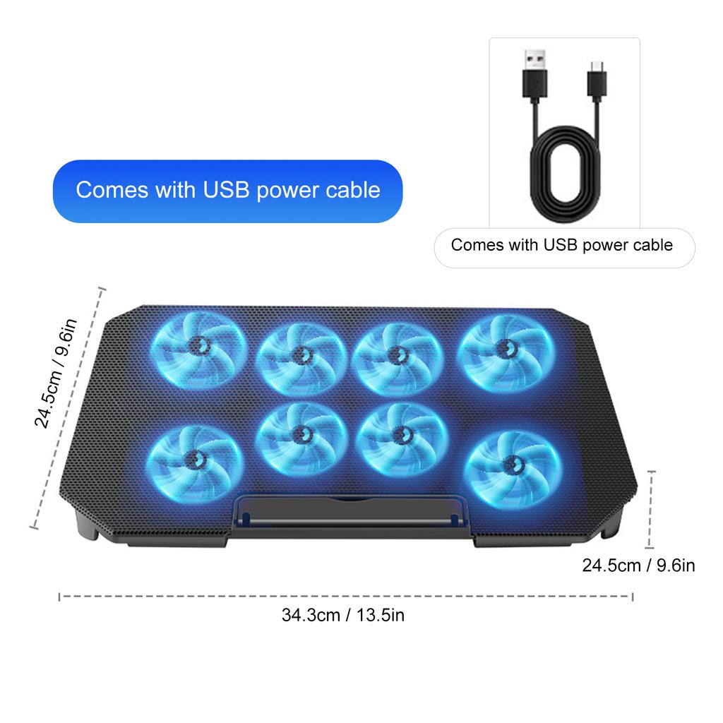 Laptop Cooling Fan Suitable For 10 15.6 Inch Laptops With 4 Height Adjustable Fan Strength And Two Usb Ports