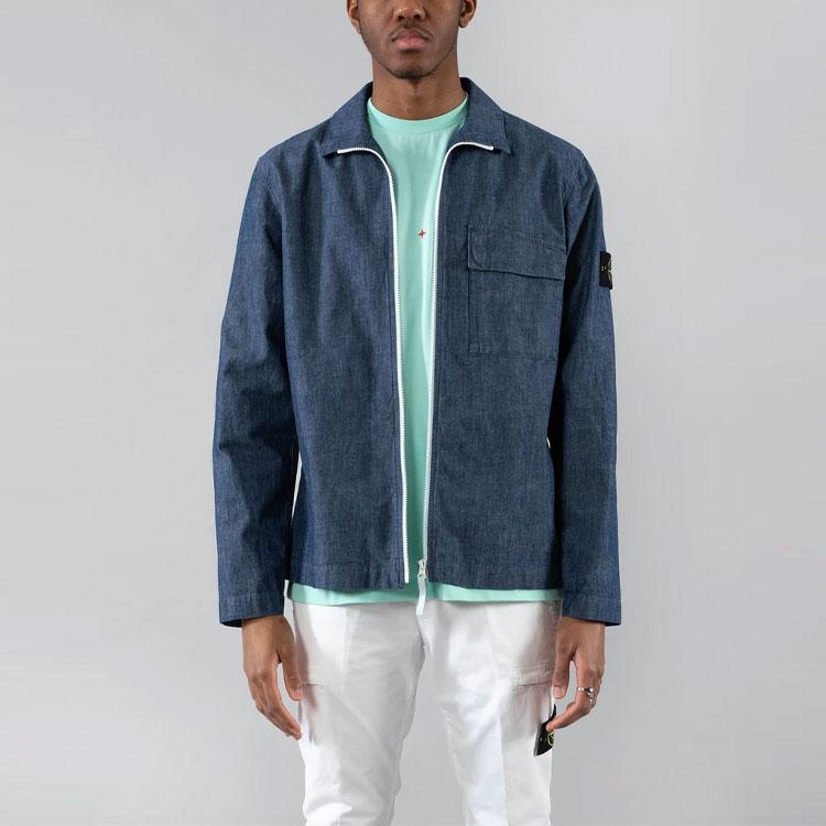 Stone Island Logo Polo Jacket Men jackets Blue 741511207-WASH