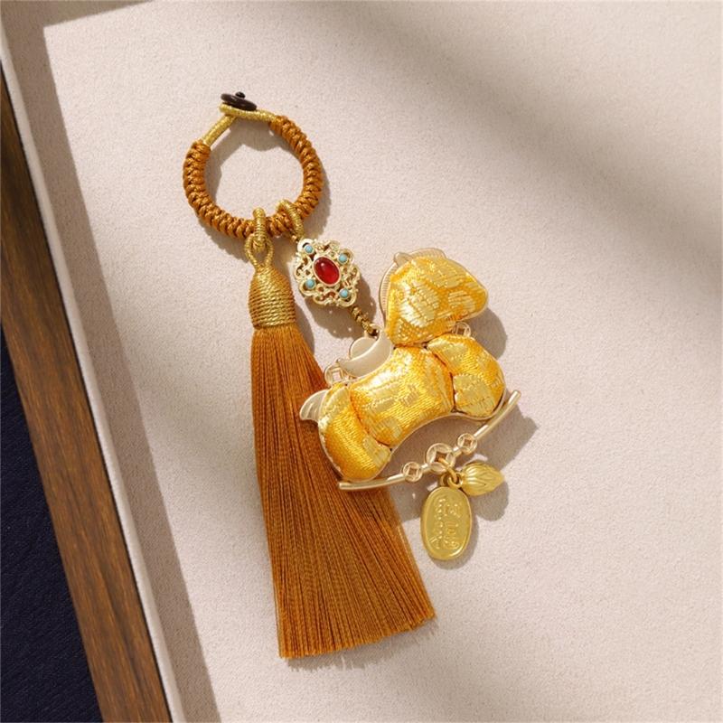 Exquisite Hand Crafted Keychain Featuring Delicate Tassels And Auspicious Horse Year Design Bag Hanging Decoration