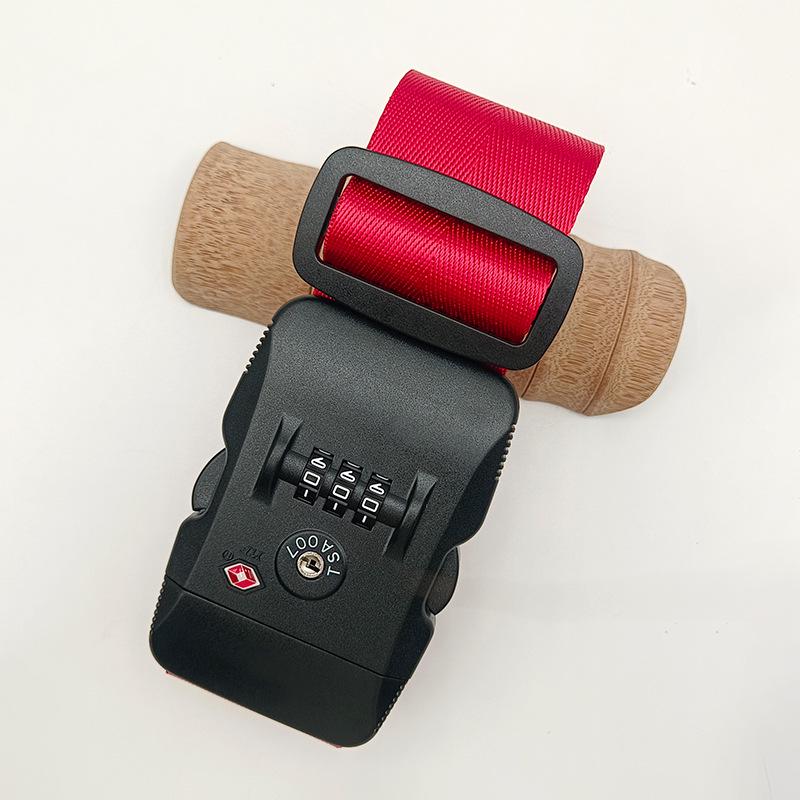 Solid Color Nylon Luggage Strap with Herringbone Pattern, Password Lock, and One-Word Handle