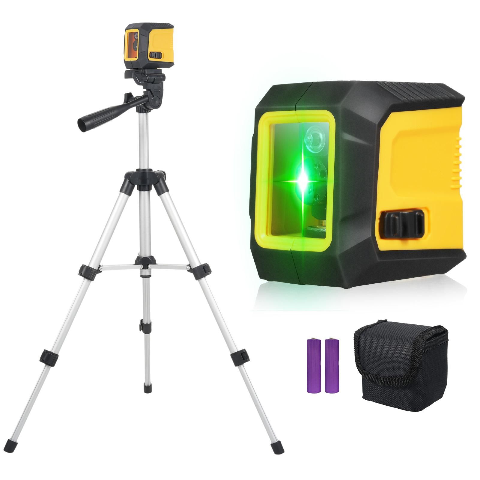 Poziomica laserowa z statywem Laser krzyżowy z samopoziomowaniem Zielona wiązka Regulowana jasność pozioma i pionowa