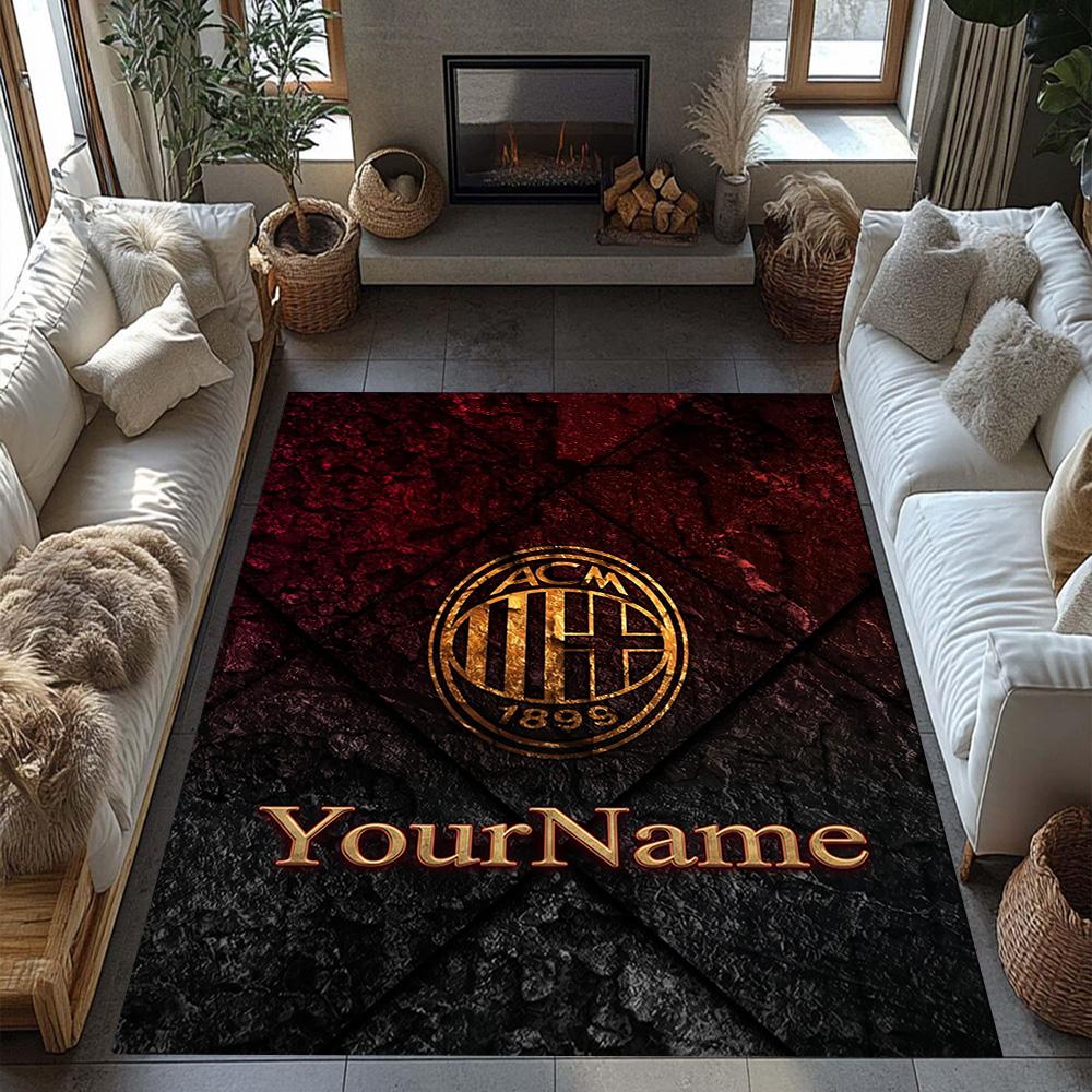 Ac Milan Personalized Name Area Rug Perfect for Foyer Playrooms Game Room Balcony Antislip Carpet Decorate Offices Perfect Gift for Friends & Family