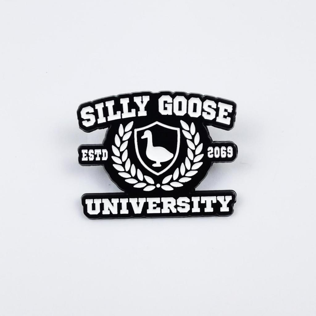 Funny Cartoon Big White Goose Brooch Set - English Letter Accessories for Backpacks & Clothing