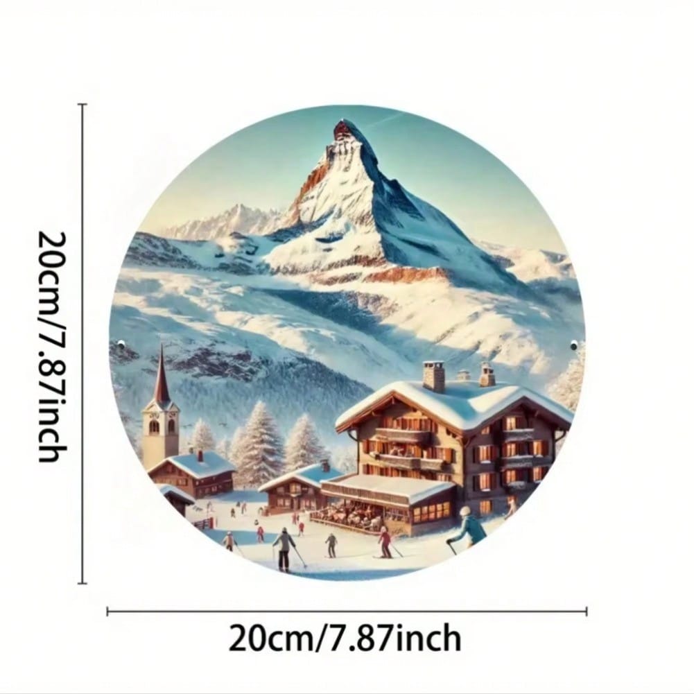 Ski Enthusiast Metal Wall Art Swiss Zermatt Iron Print Home Decor 20x20 разноцветный