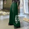 INCERUN Men Elastic Waist Drawstring Print Loose Wide Legs Pants Casual Sport Trousers