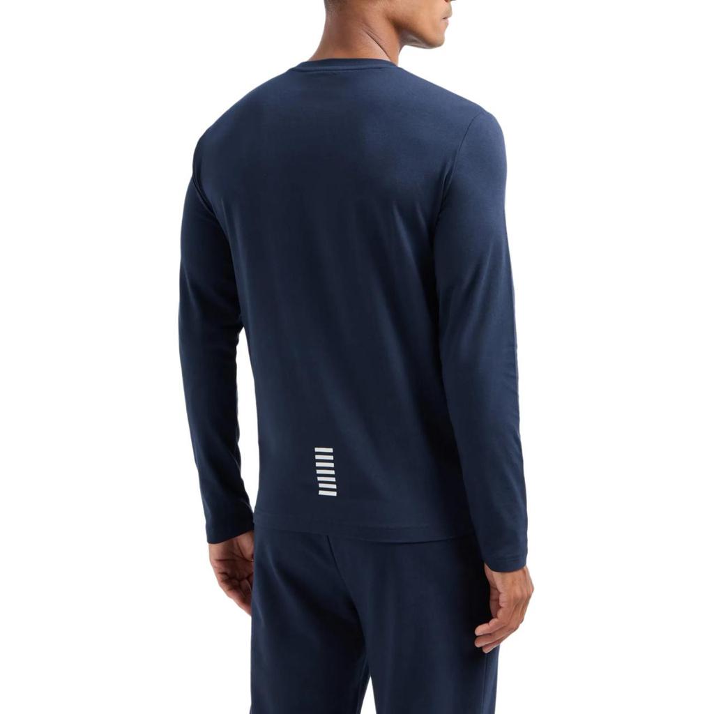 Emporio Armani EA7 SS24 Logo Letter Print Slim Fit Long Sleeve T-Shirt Men Tops Navy-Blue 8NPT28-PJVQZ-0562