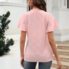 GMXIA Women's Fashion Casual Solid Color Print Short Sleeve V-Neck T-shirts and Tops
