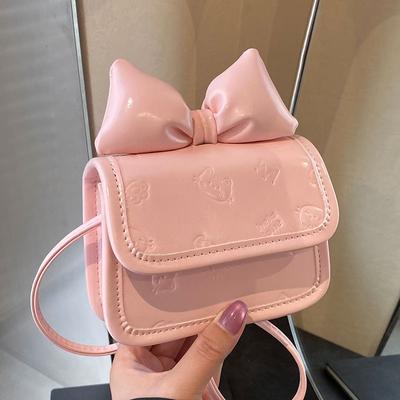 Cute Girly Bow Mini Square Bag Fashionable Versatile Embossed Messenger Bag Female