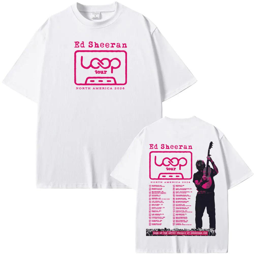

Ed Sheeran 2026 LOOP Tour New Style Tee Summer Singer s Same Style Tee-shirt High Quality 100%Cotton Camisetas XS белый