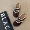Vintage Mori fairy wind bag head half slippers female outer wear 2025 autumn with skirt Muller shoes Mary Jane sandals