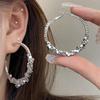111 silver needle light luxury high-end circle earrings design sense sequins broken silver earrings fashion personalized earrings