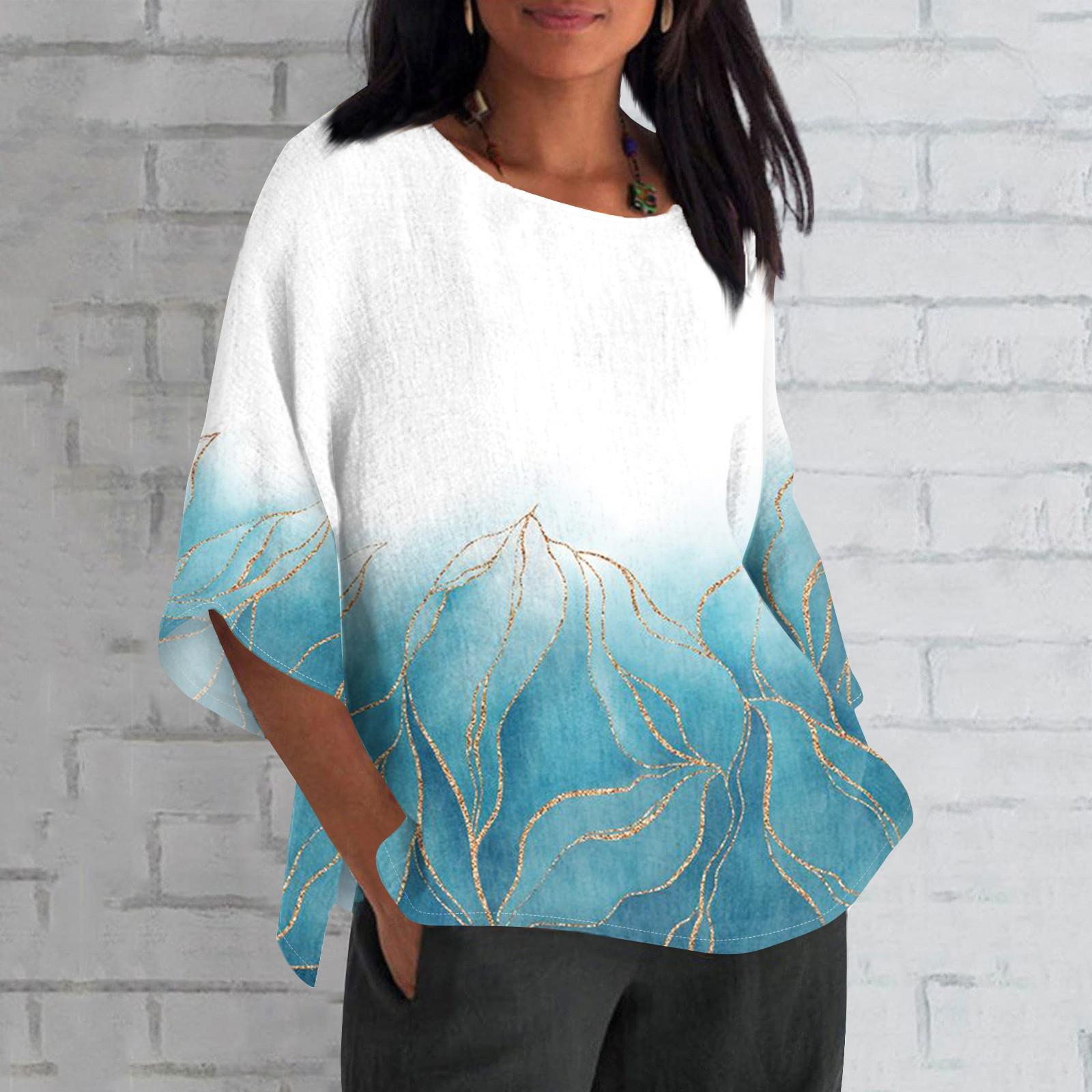 Женская мода с рукавом семь четвертей и круглым вырезом с принтом — фото 8