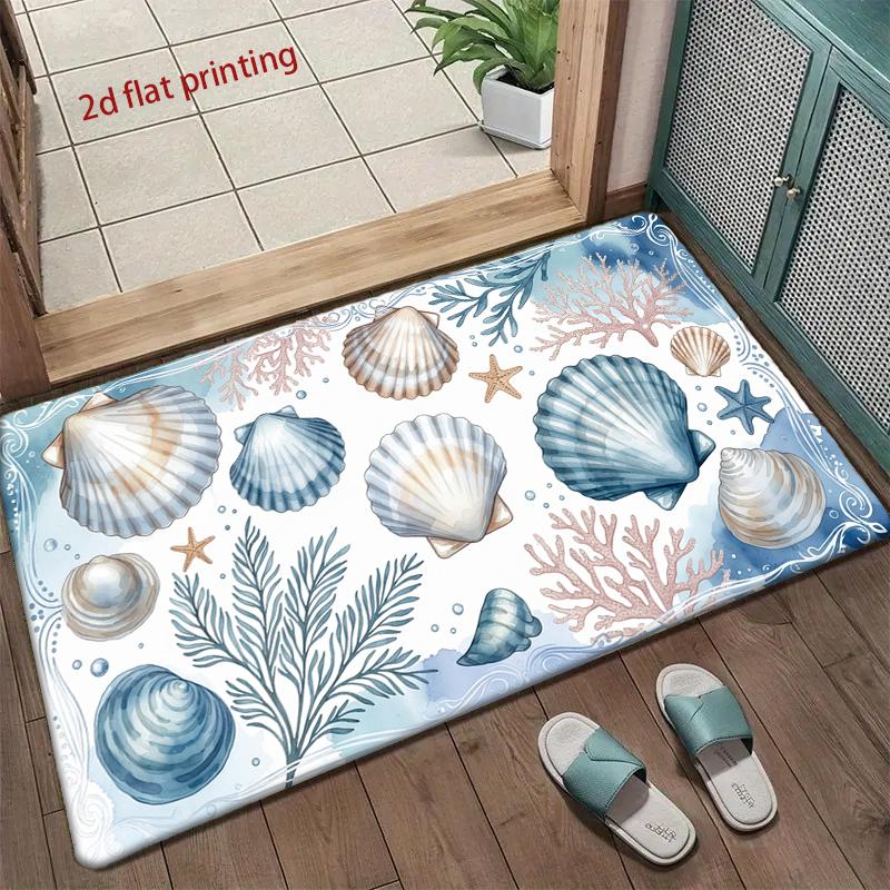 Seashells Ocean Pattern Mat Living Room Decoration Home Sofa Non-Slip Carpet Study Bedroom Tatami Children'S Soft Floor Mat
