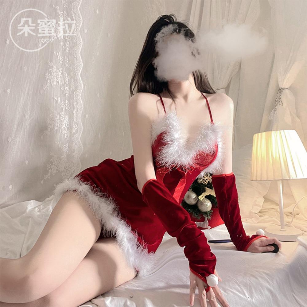 Domila Sexy Christmas Lingerie Seduction Robe Uniform Suit Pajamas Sex Passion Winter Bunny Generation
