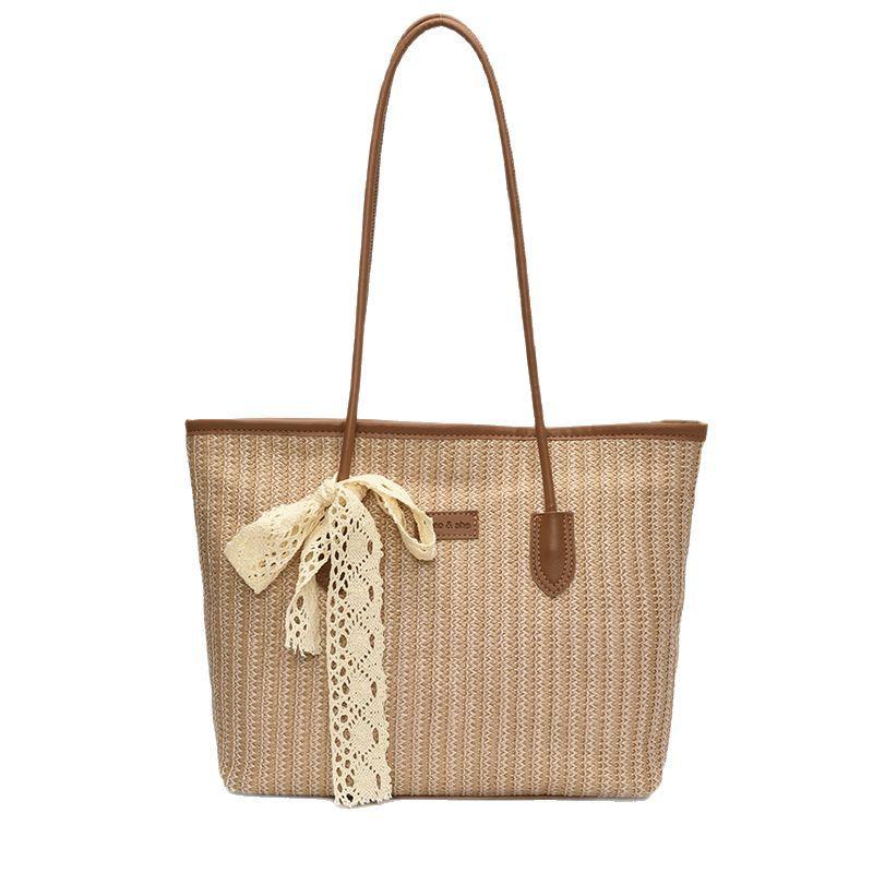 Large Capacity Fashion Straw Bag Women's Handbag 2025 New One-shoulder Underarm Casual Tote Beach Bag