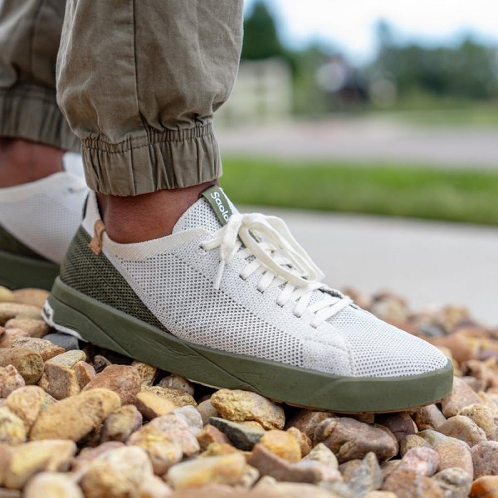 Saola Men Canon Knit Sneakers White Burnt Olive 260(US M 8.5)