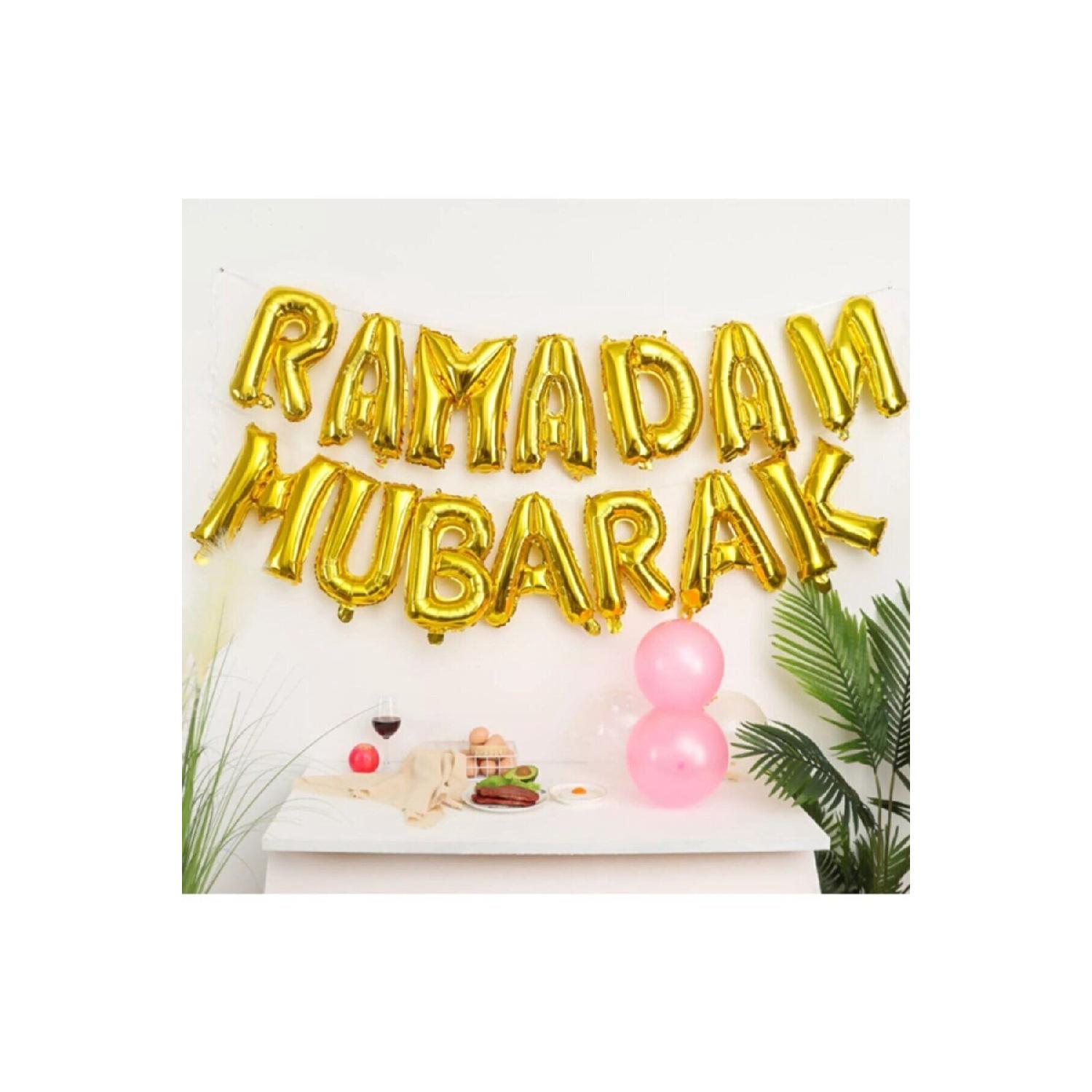 

Ramadan Mubarak Gold Colorful Foil Balloon Golden Yellow Ramadan Feast Themed Religious Islamic Ornament