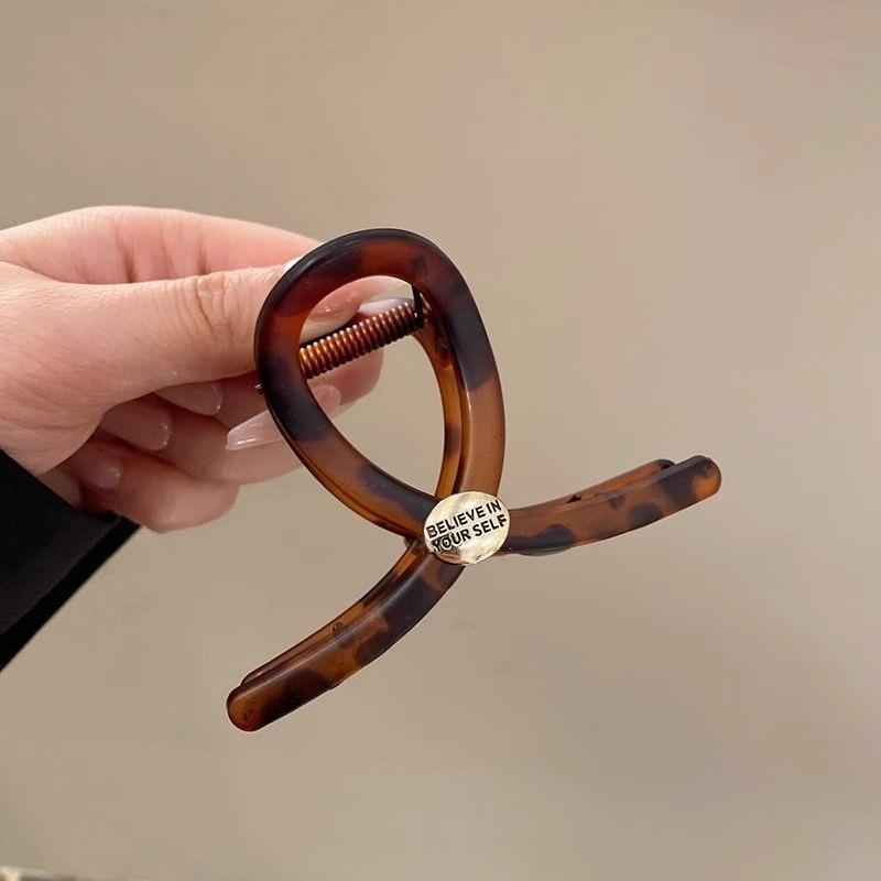 Amber Frosted Large Hair Claw Women Premium Gold Label Shark Clip Elegant Temperament Back Head Updo Hair Accessories