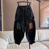 Ensemble deux pièces tendance cool personnalité couleur vieillie assortie jean épais gilet à capuche pantalon Harlan pour femme printemps et automne ample mode
