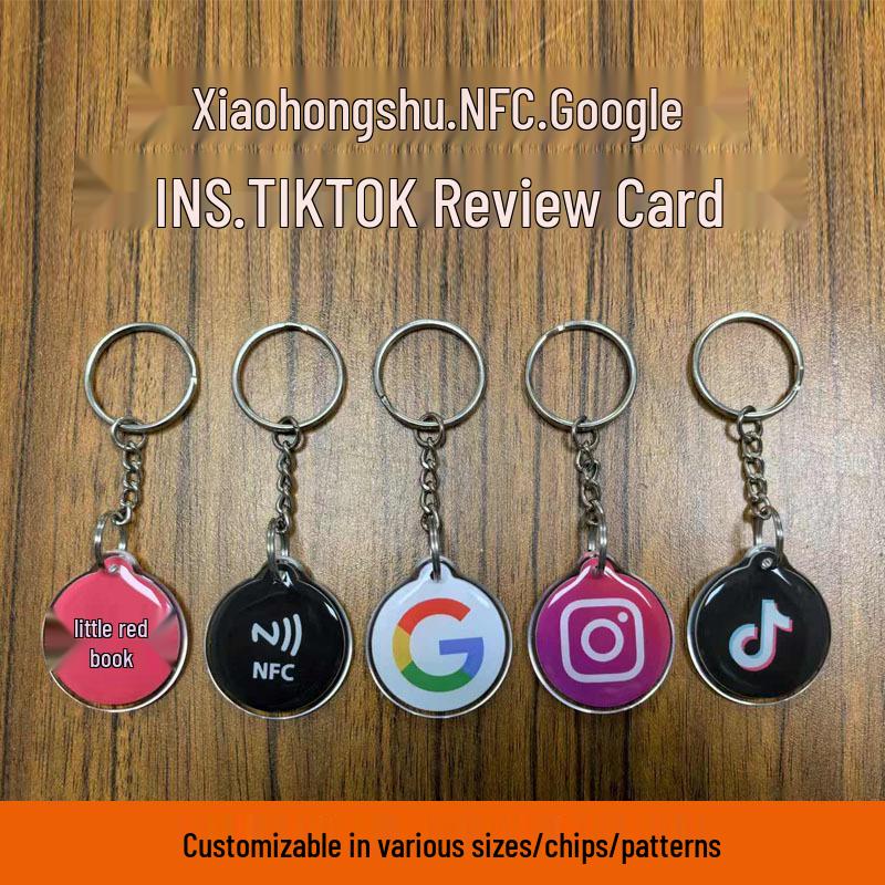 NFC URL Tag for Google & Xiaohongshu: Epoxy Card with LG Rating for Evaluations & Reviews