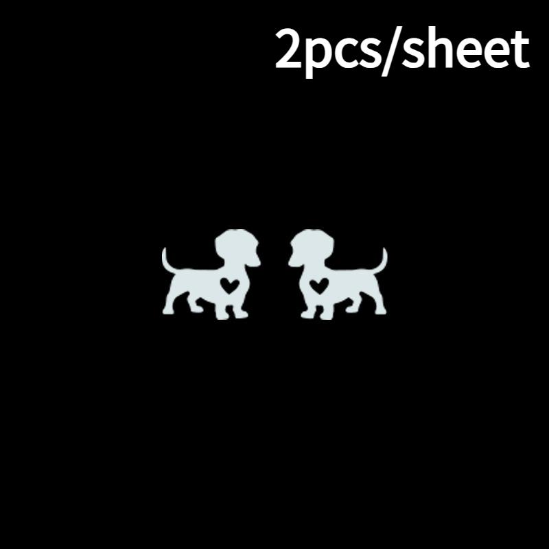 2pcs Dachshund Decal - Self-Adhesive Vinyl Car Mirror Sticker, Glossy Finish, Irregular Shape, Single Use, Easter Egg Design