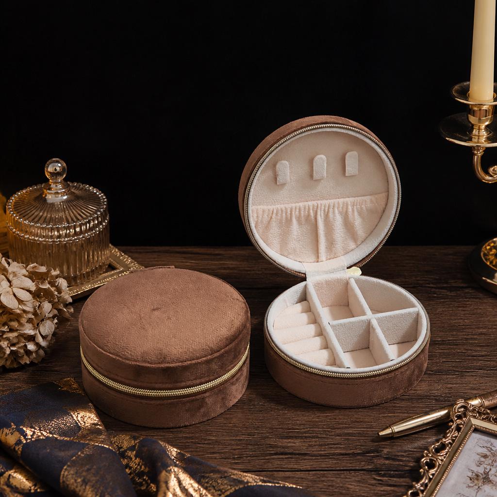 Elegant Velvet Jewelry Box with Mirror for Necklaces, Rings, and Earrings
