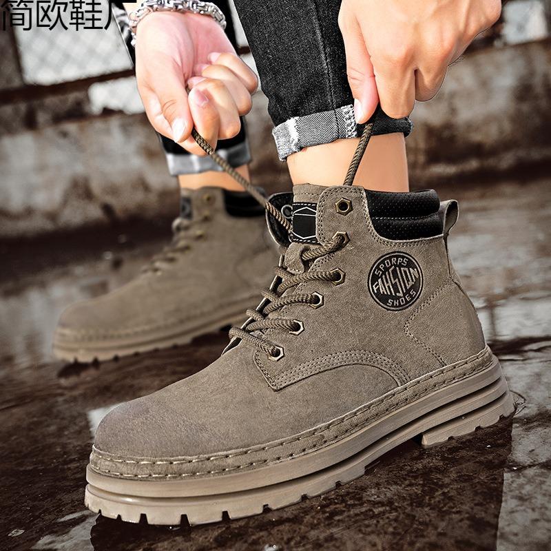 Rhubarb boots leather summer high top boots desert tooling short boots locomotive