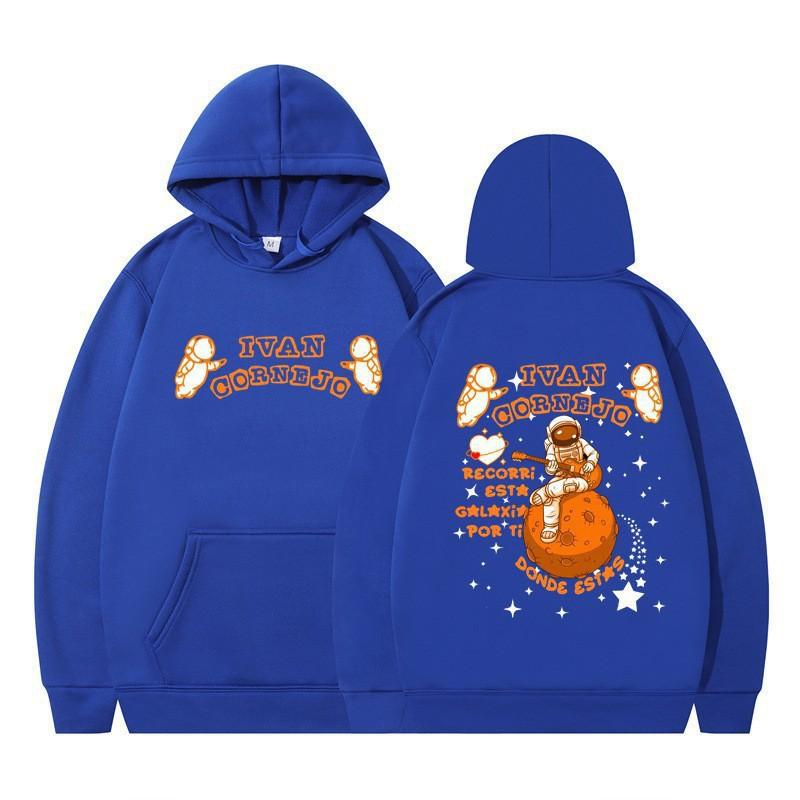 Unisex Hooded Sweatshirt With Astronaut Print Loose Fit Casual Sportswear Men Women Teens