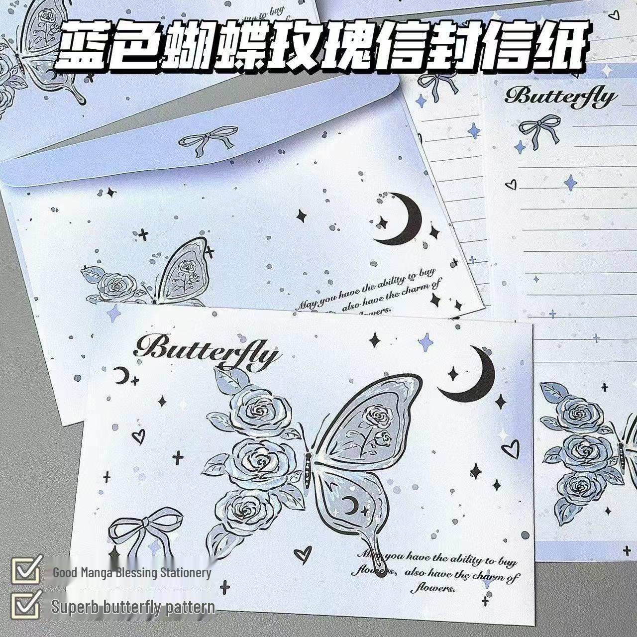 Romantic Rose & Butterfly Stationery Set: Creative Gift Letter Paper
