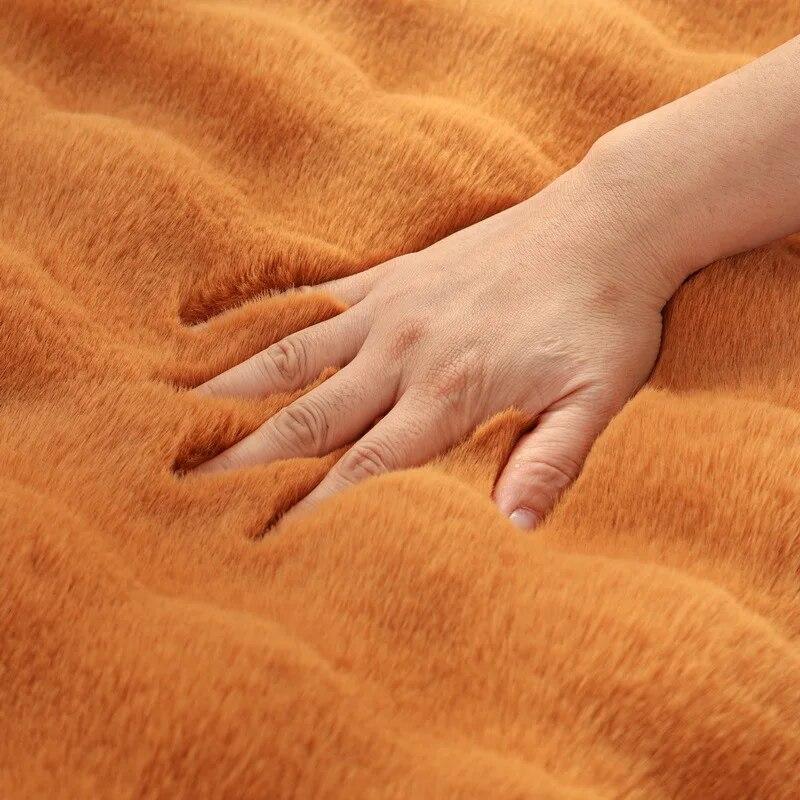 Thicken Imitation Rabbit Fur Plush Sofa Slipcover Non-slip Soft Sofa Towel Couch Cushion for Living Room Modern Home Decor Mat