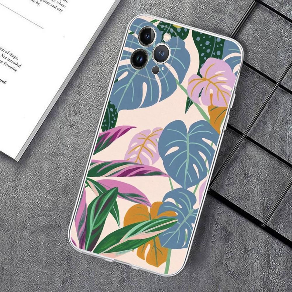 Leaves Monstera Green Phone Case For IPhone 14 11 12 13 Mini Pro XS Max Cover 6 7 8 Plus X XR SE 2020 Funda Shell