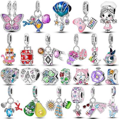 Charms Organismes Marins en Cuivre Perle Tortue Trèfle à Quatre Feuilles Pendentif Convient aux Bracelets Originaux Bijoux DIY