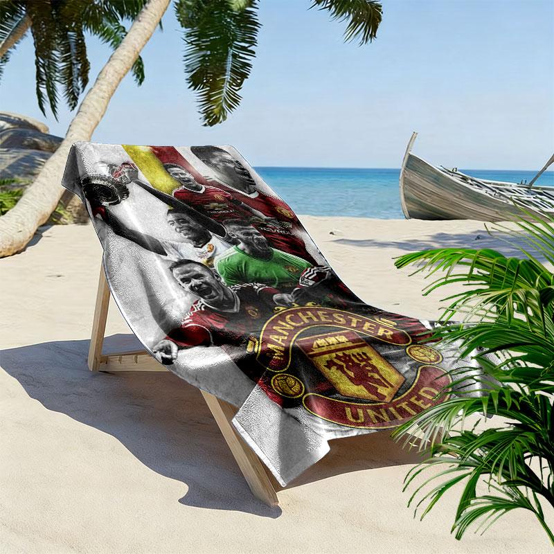Retro MUFC Canvas Print Beach Towel, Large Soft Quick Dry Towel for Beach Camping Swimming