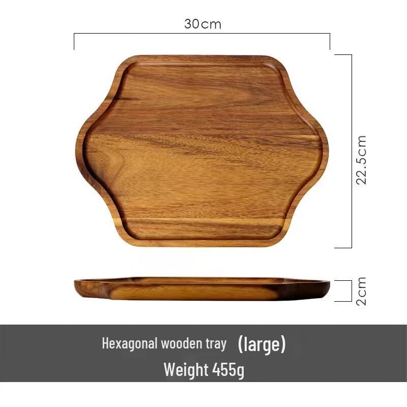 Acacia Wood Hexagonal Serving Tray