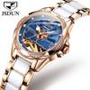 JSDUN 8831 Damenuhr Wasserdichte Automatische Mechanische Uhr Für Damen Keramik Stahlarmband Uhren Synthetisches Saphirglas